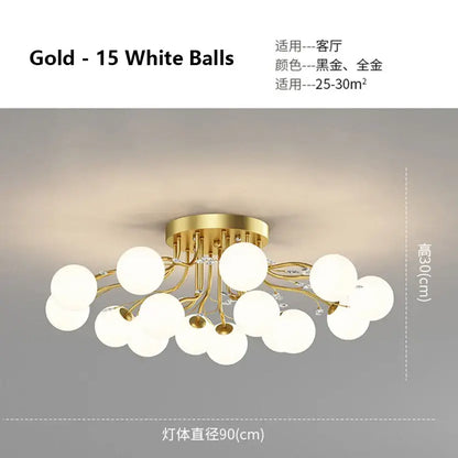 Modern black & gold glass bubble ball ceiling light living room