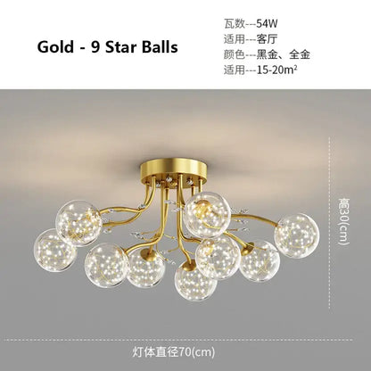 Modern black & gold glass bubble ball ceiling light living room
