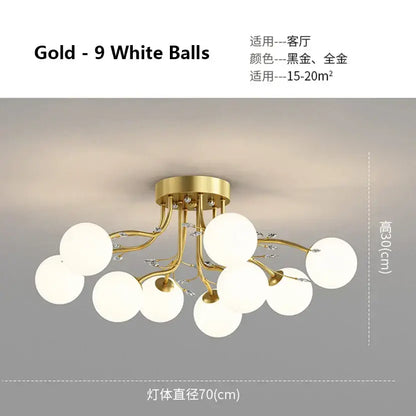 Modern black & gold glass bubble ball ceiling light living room
