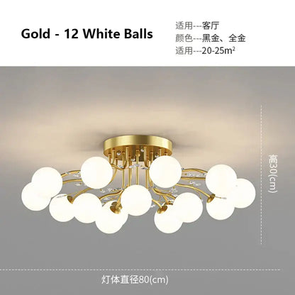Modern black & gold glass bubble ball ceiling light living room