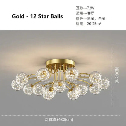 Modern black & gold glass bubble ball ceiling light living room
