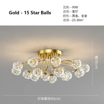 Modern black & gold glass bubble ball ceiling light living room