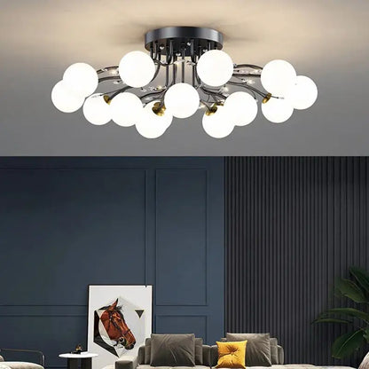 Modern black & gold glass bubble ball ceiling light living room