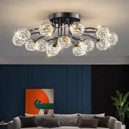 Modern black & gold glass bubble ball ceiling light living room