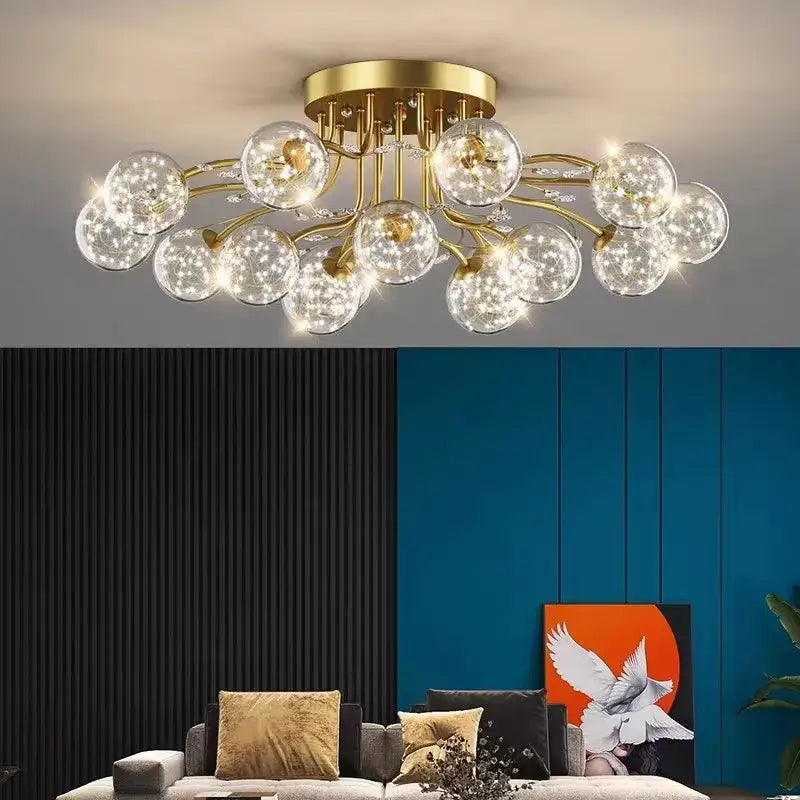 Modern black & gold glass bubble ball ceiling light living room
