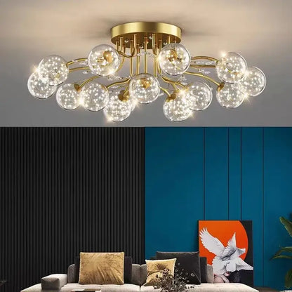 Modern black & gold glass bubble ball ceiling light living room