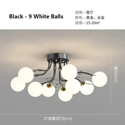 Modern black & gold glass bubble ball ceiling light living room
