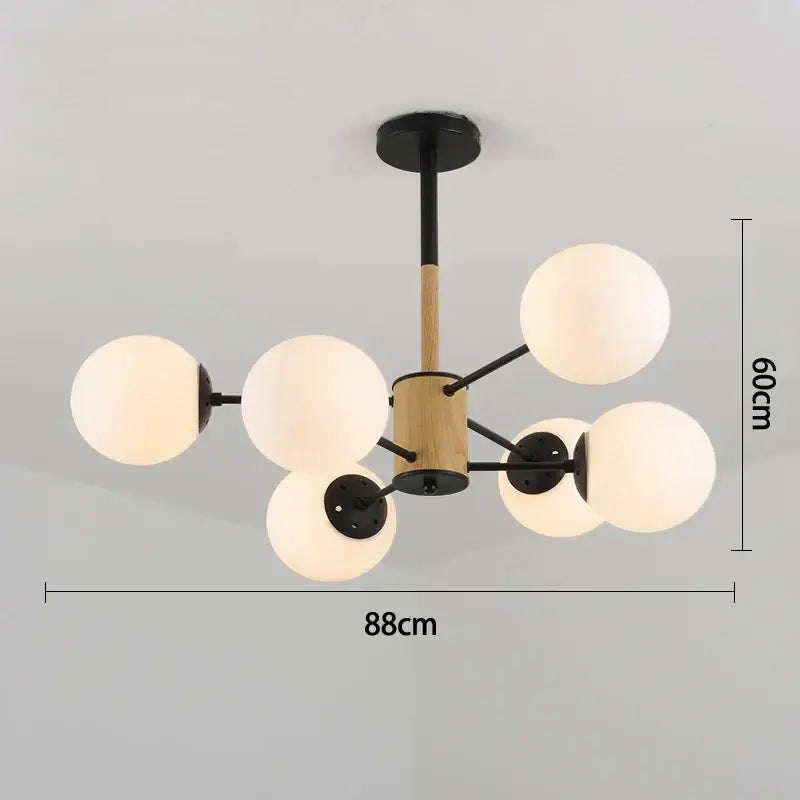 Modern black & gold glass globe pendant light for living room