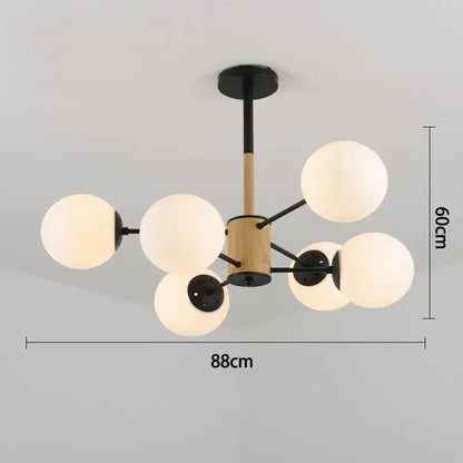 Modern black & gold glass globe pendant light for living room