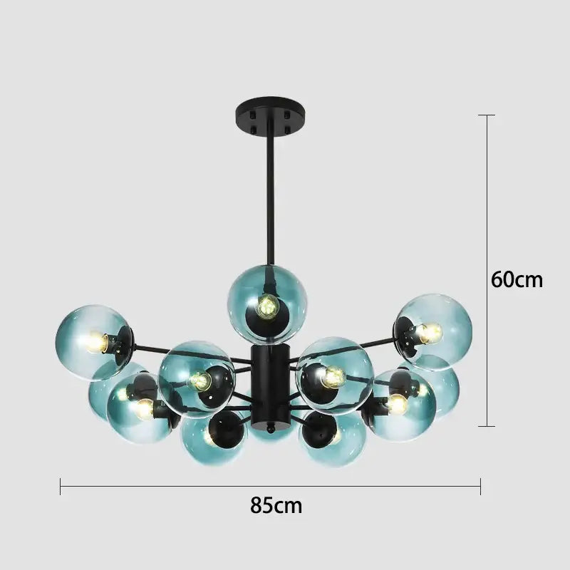 Modern black & gold glass globe pendant light for living room