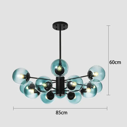 Modern black & gold glass globe pendant light for living room