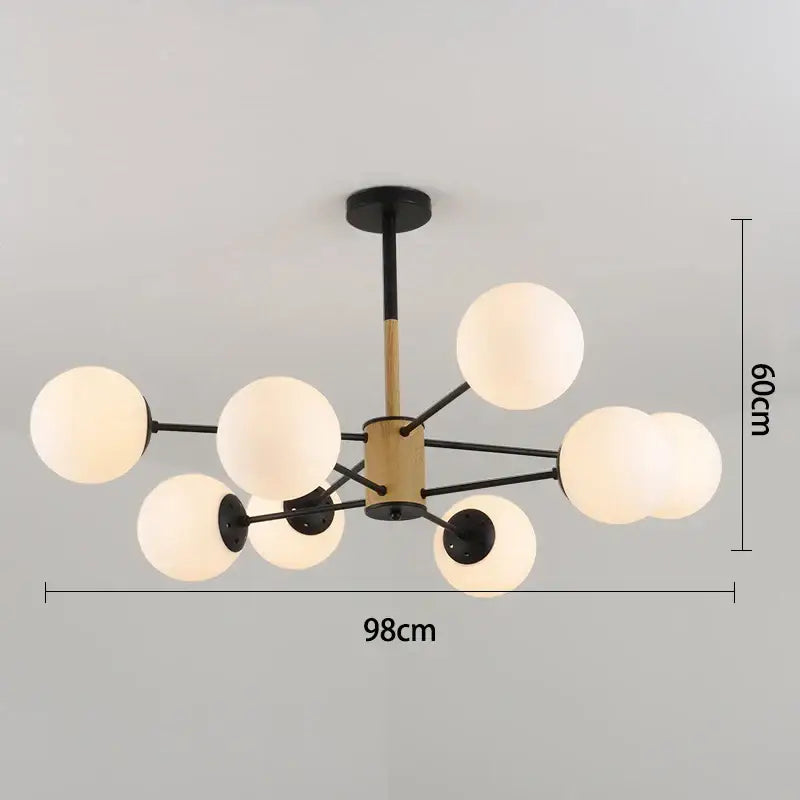 Modern black & gold glass globe pendant light for living room