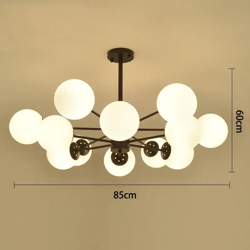 Modern black & gold glass globe pendant light for living room