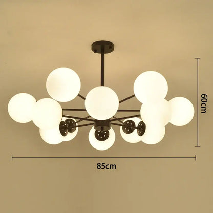 Modern black & gold glass globe pendant light for living room