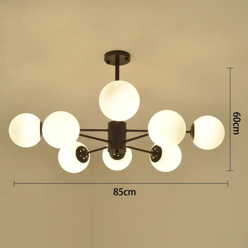 Modern black & gold glass globe pendant light for living room