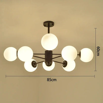 Modern black & gold glass globe pendant light for living room