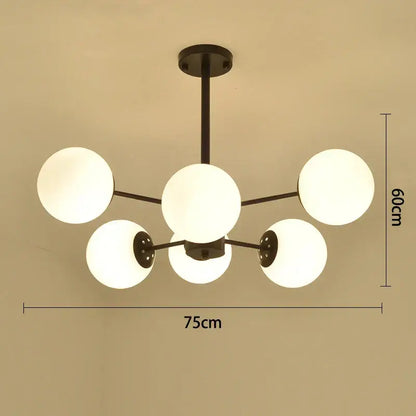 Modern black & gold glass globe pendant light for living room
