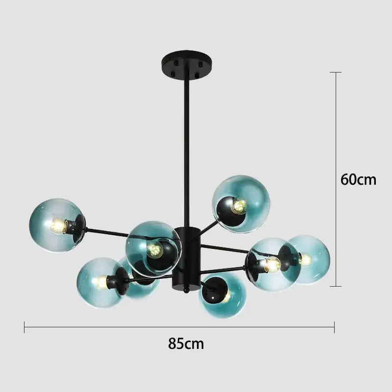 Modern black & gold glass globe pendant light for living room