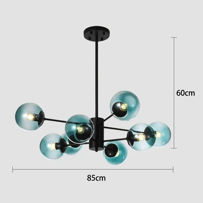 Modern black & gold glass globe pendant light for living room