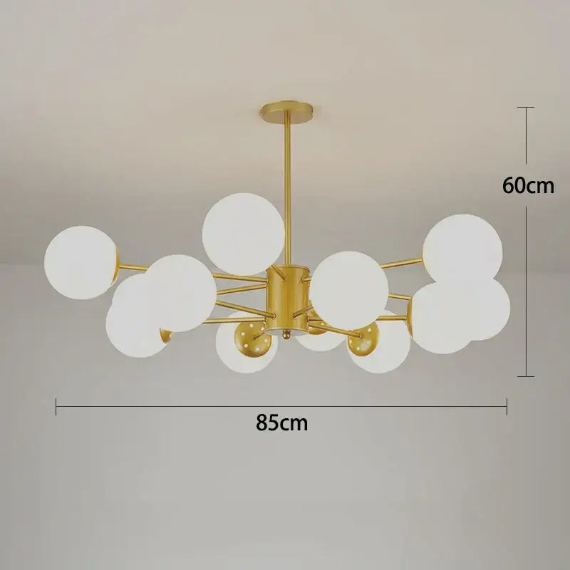 Modern black & gold glass globe pendant light for living room