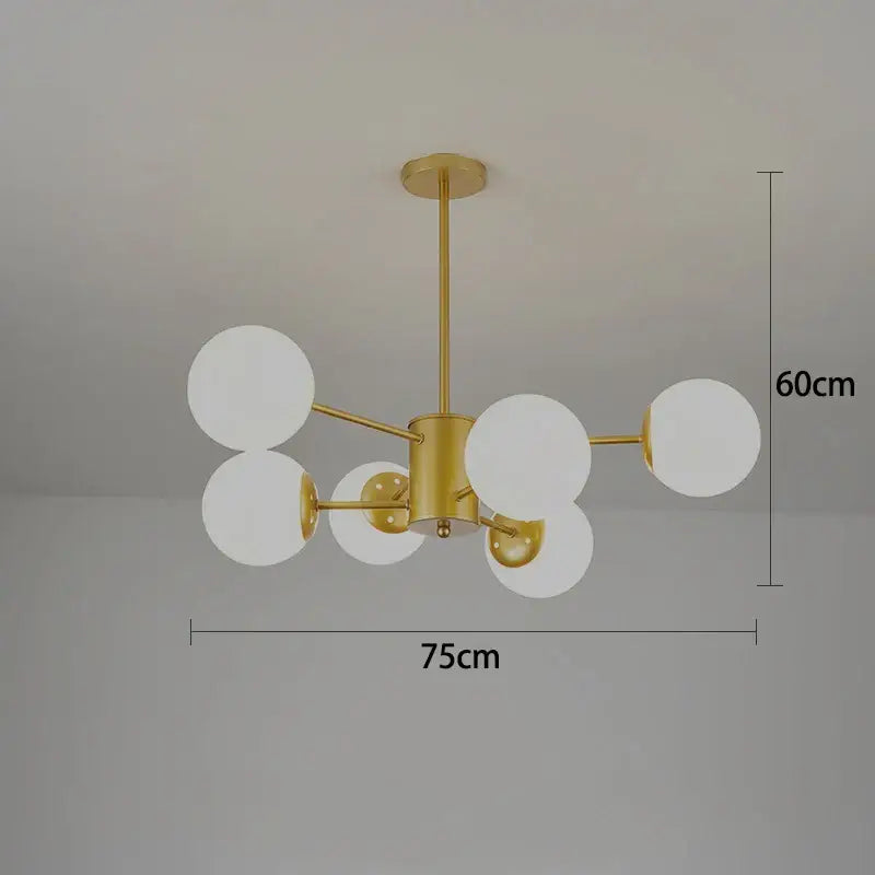Modern black & gold glass globe pendant light for living room
