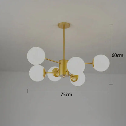 Modern black & gold glass globe pendant light for living room