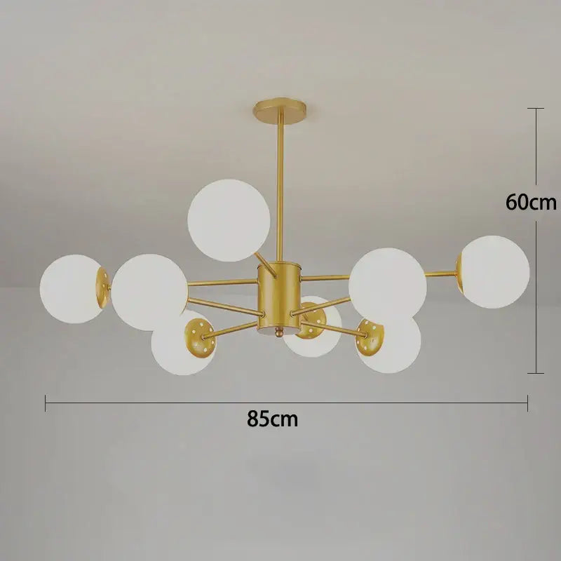 Modern black & gold glass globe pendant light for living room