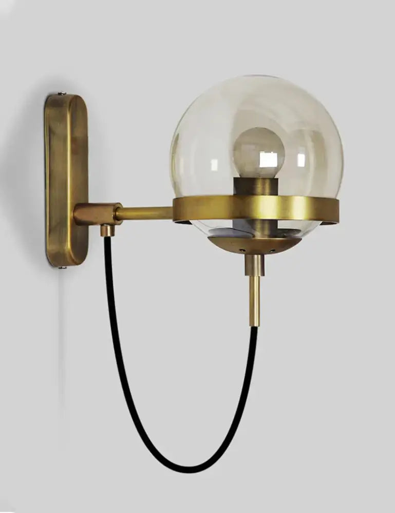 Modern black & gold glass globe wall sconce – bedroom lamp