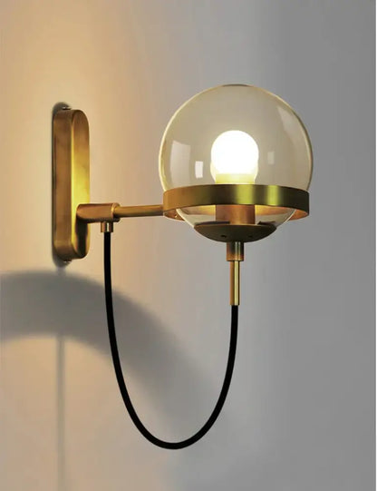 Modern black & gold glass globe wall sconce – bedroom lamp