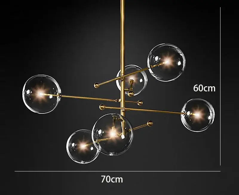 Modern black gold glass led chandelier living room light