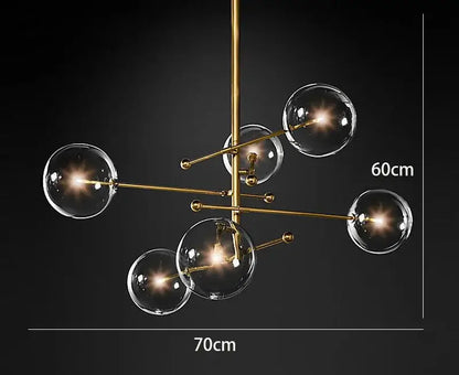 Modern black gold glass led chandelier living room light