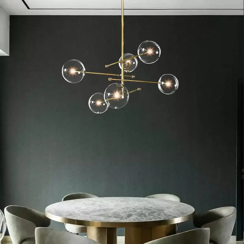Modern black gold glass led chandelier living room light