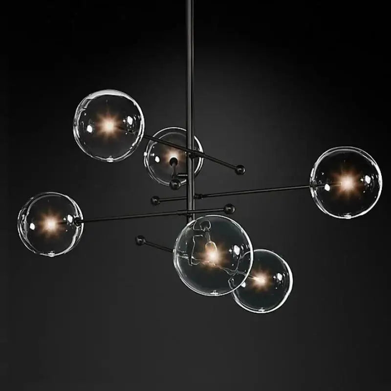 Modern black gold glass led chandelier living room light