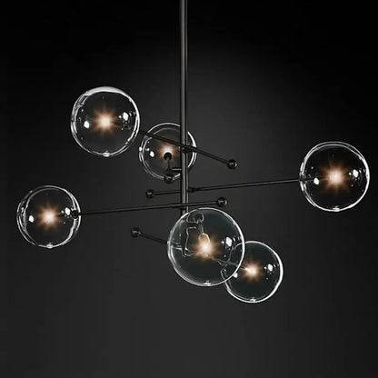 Modern black gold glass led chandelier living room light