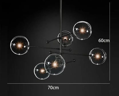Modern black gold glass led chandelier living room light