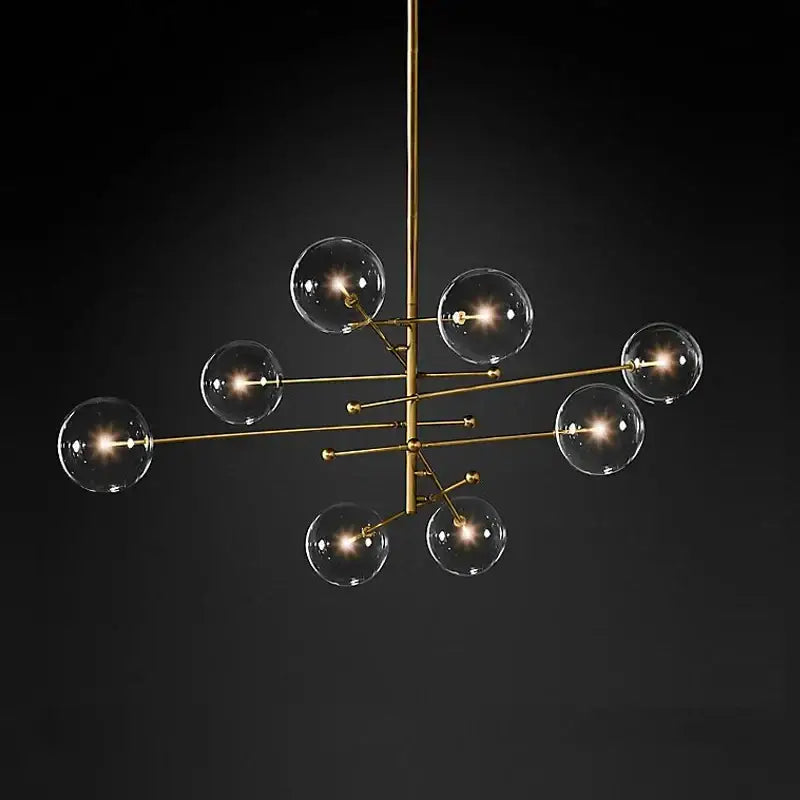 Modern black gold glass led chandelier living room light