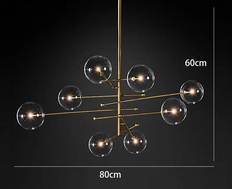Modern black gold glass led chandelier living room light
