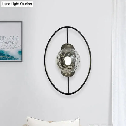 Modern black & gold glass orb wall lamp bedroom fixture