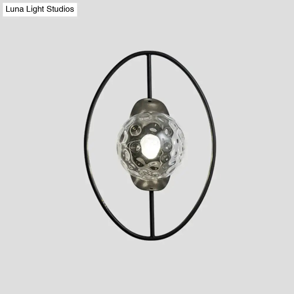Modern black & gold glass orb wall lamp bedroom fixture