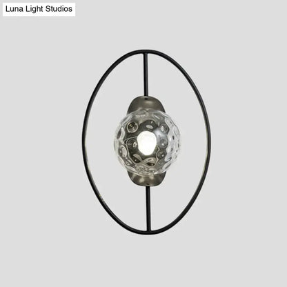 Modern black & gold glass orb wall lamp bedroom fixture