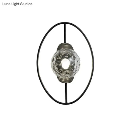 Modern black & gold glass orb wall lamp bedroom fixture