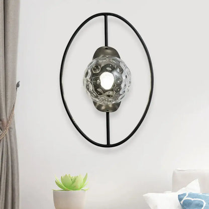 Modern black & gold glass orb wall lamp bedroom fixture