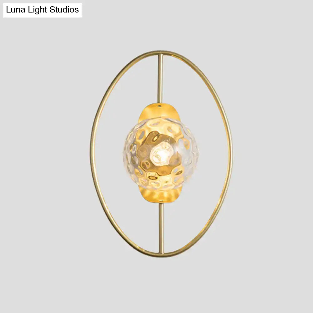 Modern black & gold glass orb wall lamp bedroom fixture