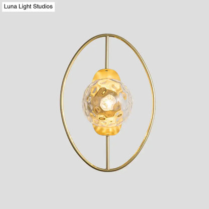 Modern black & gold glass orb wall lamp bedroom fixture