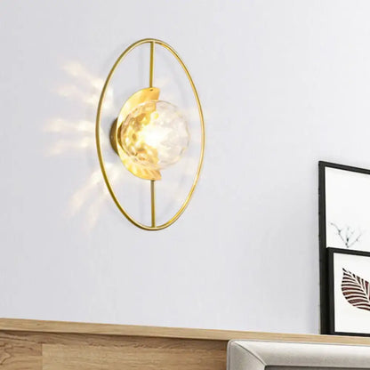 Modern black & gold glass orb wall lamp bedroom fixture
