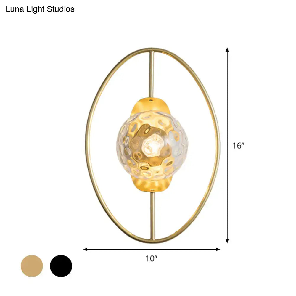 Modern black & gold glass orb wall lamp bedroom fixture