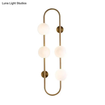 Modern black & gold globe wall sconce bedroom white glass light