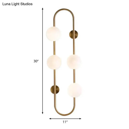Modern black & gold globe wall sconce bedroom white glass light