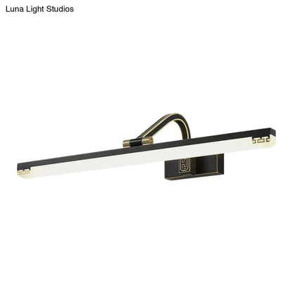 Modern black & gold greek key swing arm wall lamp bathroom light