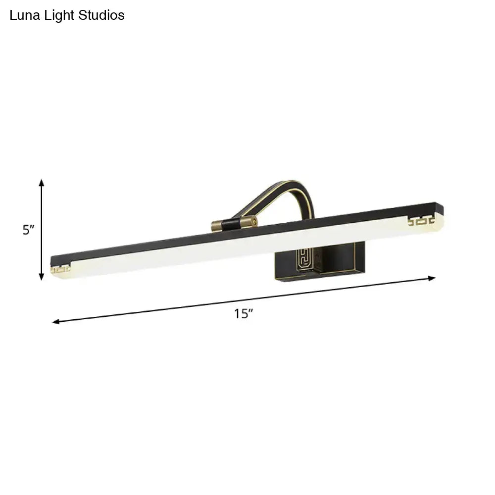 Modern black & gold greek key swing arm wall lamp bathroom light